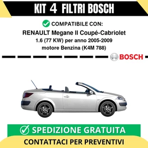 KIT BOSCH 4 Filtri tagliando per RENAULT Megane II Coupé-Cabriolet 1.6 77 kw ... - Imagen 1 de 2