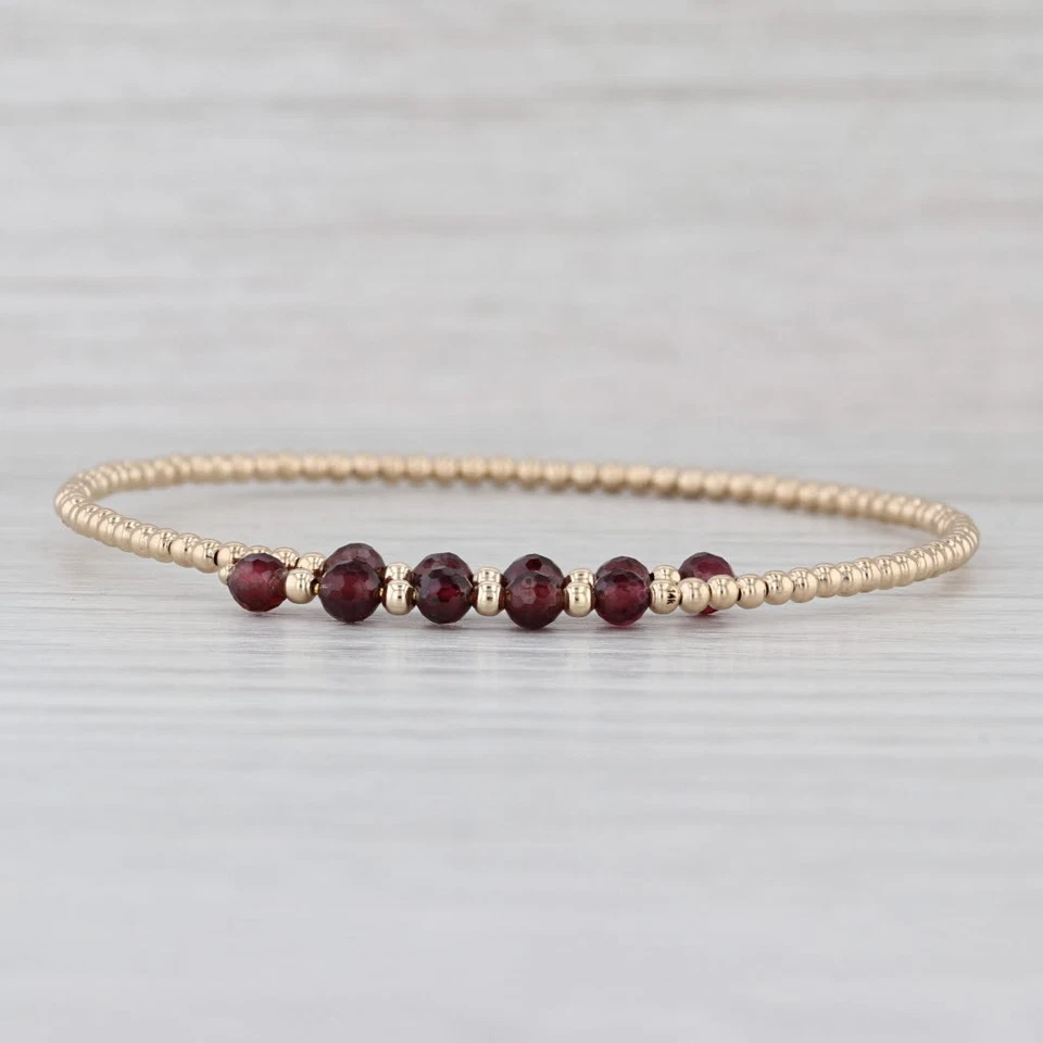 Brazalete Brazalete Bypass Granate Oro Amarillo 14k 6.5" Ajustable Foto 1 de 4