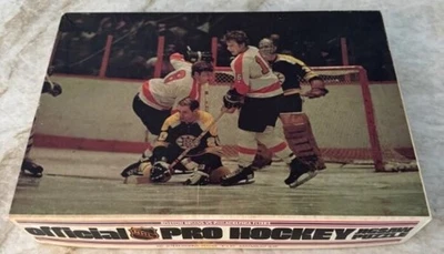 c 1970-72 NHL Hockey Jigsaw Puzzle BOBBY CLARKE Flyers GERRY CHEEVERS Bruins - Image 1 of 4