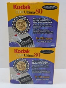 2 BRANDNEU VERSIEGELT Kodak CD-R Ultima 80 min Box-10 Gold CDR beschreibbare Medien 24X - Bild 1 von 5