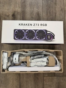 Système de refroidissement liquide NZXT Kraken Z73 RGB 360 AIO blanc avec kit de mise à niveau AM5 - Photo 1/5