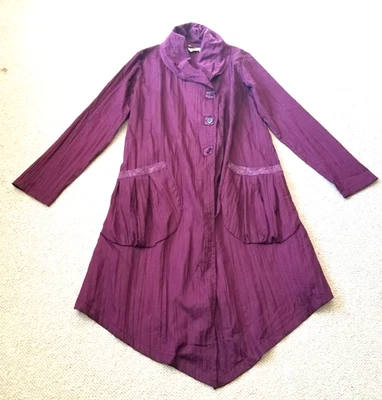 Nuevo sin etiquetas Abrigo para mujer-LA BLEND-púrpura arruga botón asimétrico lagenlook artístico ls-M Foto 1 de 4