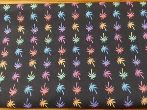 Springs Inds Sizzle Prints Multi-Color Palm Tree Black Fabric Novelty 4 Yards - Picture 1 of 3