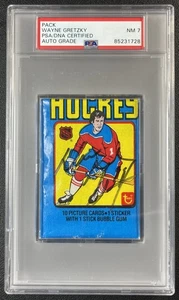 1979 TOPPS Wax Pack Wayne Gretzky PSA AUTO 7 & GRETZKY ROOKIE SHOWING ON BACK! - Picture 1 of 2
