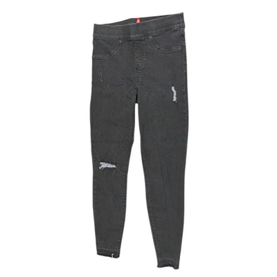 Леггинсы женские Spanx искусственно состаренные джинсовые МАЛЕНЬКИЕ черные без застежек 20213Q потертый необработанный подол - Изображение 1 из 4