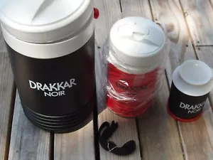 Juego de regalo termo iglú Drakaar Noir vintage sin usar, 2 enfriadores + taza de cercanías - Imagen 1 de 7