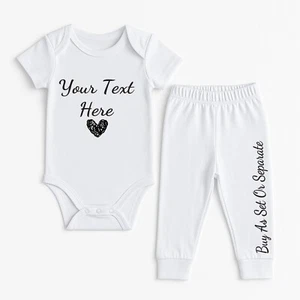 Personalised Custom Baby Name Vest heart Baby Grow Bodysuit Reveal Announcement - Picture 1 of 17