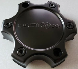 1 New C326MB-6CV Matte Black Vision 326 372 6 Lug Bolt On Wheel Center Cap - Picture 1 of 7