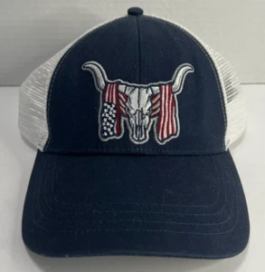 Cody James Hat Blue Mens White Mesh Snapback Skull Flag - Picture 1 of 5