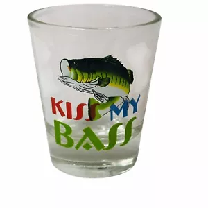 Kiss My Bass Shot Glass Fishing Barware Gifts Mens Novelty Party Colorful - Picture 1 of 6
