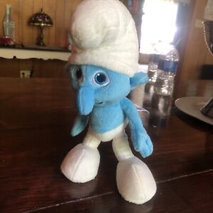 The Smurfs 2013 Happy Clumsy Smurf Plush Stuffed Animal Toy Blue 7”