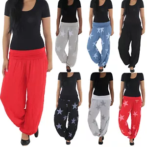 Damen Pumphose Strandhose Haremshose Hose Aladin Baggy Pluderhose Freizeithose - Bild 1 von 8