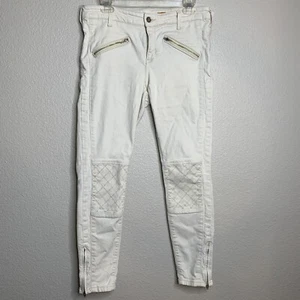 PILCRO & THE LETTERPRESS Size 30 Ivory Skinny Jeans Zipper & Cross Stitch Detail - Picture 1 of 9