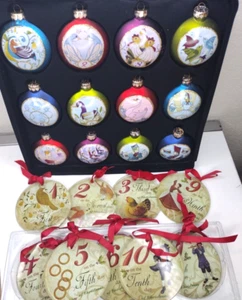 2 Sets: 12 Days of Christmas Tree Ornaments Holiday Decorations Glass & Plastic - Picture 1 of 15