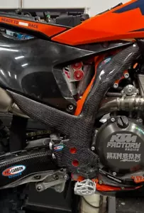 PRO CARBON FRAME GUARD PROTECTORS TALL KTM SX125 SX150 SX250 SX300 2023-2025 - Picture 1 of 5