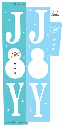 Joanie 36" Stencil Vertical Joy Snowman Snowflake Star Winter Porch Cabin Signs - Image 1 of 4
