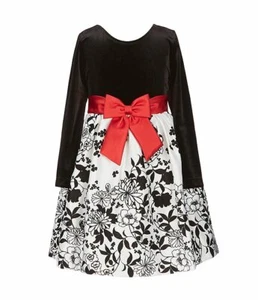 RARE EDITIONS Little Girls 6X Velvet/Flocked Floral A-line Dress NWT - Picture 1 of 4