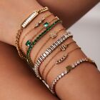 Luxury Cubic Zirconia Gemstones Stainless Steel Bracelet for Women Jewelry Gift
