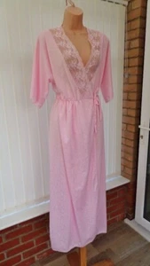 N3 Vintage Day Nite Pink Silky Damast Sheer Lace 70's Negligee 16/18 L Neu ohne Etikett - Bild 1 von 11
