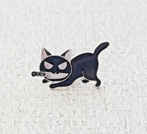 Black Cat Enamel Lapel Pin Cartoon Animal Brooches Backpacks Hats Badges - Picture 1 of 4