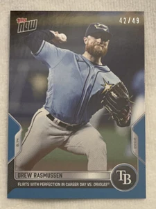 2022 Topps NOW #708 ⚾️ Drew Rasmussen ⚾️ Tampa Bay Rays ⚾️BLUE /49 Near Perfect - Picture 1 of 7