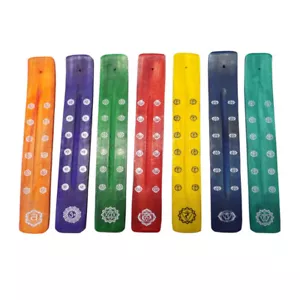 Seven Chakra 7 Color Wooden Ash Catcher Incense Burner Holder Set of 7 Pieces - Picture 1 of 1