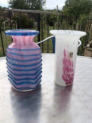 2 Pieces Mdina Glass -pink Vases… Both Signed And Paper Labels.. • 30.53€