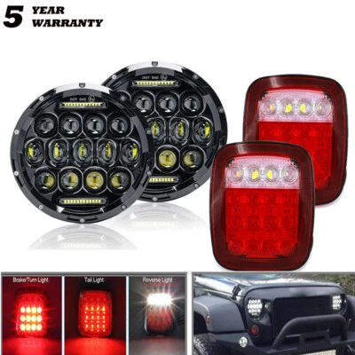 Kit combinado de faros LED + luces traseras de 7"" para Jeep Wrangler 76-06 CJ YJ TJ Foto 1 de 4