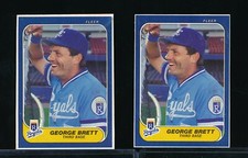 lot (2) 1986 Fleer Wax Box Bottoms George Brett #C-2 VGEX ob strong eye appeal