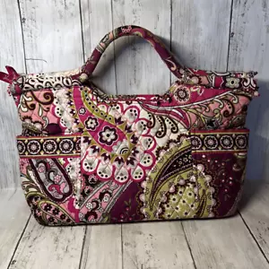 Vera Bradley Very Berry Pink Floral Paisley Quilted Shoulder Strap Tote Bag - Picture 1 of 9