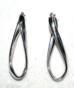 14KT WHITE GOLD ITALY DANGLE EARRINGS LEVER BACK 3.37 GRAMS HALLMARKED - Picture 1 of 10