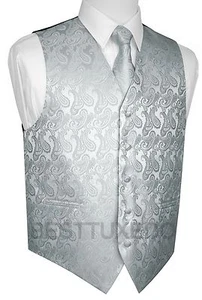 Men's Paisley Tuxedo Vest, Tie & Hankie Set Formal Wedding Prom Dress Homecoming - Picture 1 of 53
