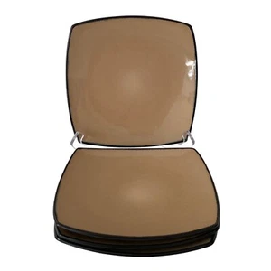 4 Platos de Ensalada Cuadrados Signature Living Negro Taupe Esmalte Reactivo Cerámico Reemplazo - Imagen 1 de 10