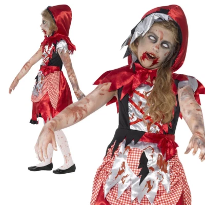 Girls Zombie Little Red Riding Hood Costume Child Halloween Fancy Dress New - Image 1 of 4