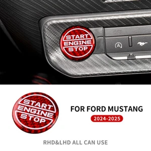 For Ford Mustang 2024-25 Real Carbon Fiber Keyless Engine Push Start Button Red - Imagen 1 de 9