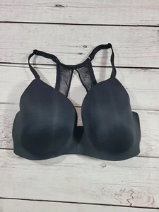 Victoria Secret No Wire Bra Solid Black Back Lace Detail Size 36DDD P4 - Picture 1 of 9