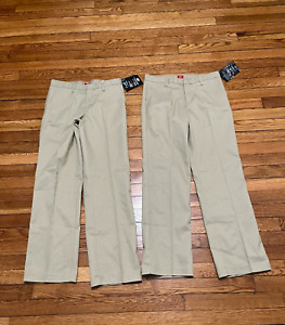 Dickies Girls Flat Front Chino Pants Size 14 Regular Fit NEW WITH TAGS LOT OF 2