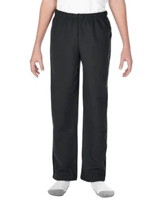 Gildan Kids' Youth Open Bottom Sweatpants, Style G18400B Black Large - Picture 1 of 2