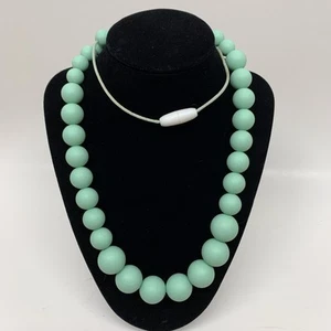 Robin's Egg Blue Silicone Teething Parent Necklace Plastic Snap Closure - Picture 1 of 4
