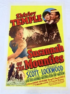 1939 Susannah Of The Mounties Original 27x41 Filmplakat Shirley Temple Leinen - Bild 1 von 8