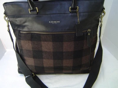 AUTHENTIC COACH MENS ESSEX BROWN AND BLACK WOOL HELMET TOTE BAG #71441  VGC - Image 1 of 4