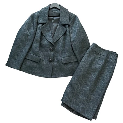 Lafayette 148 New York Black Textured Blazer Skirt Suit Set Women's Size 20 - Image 1 of 4