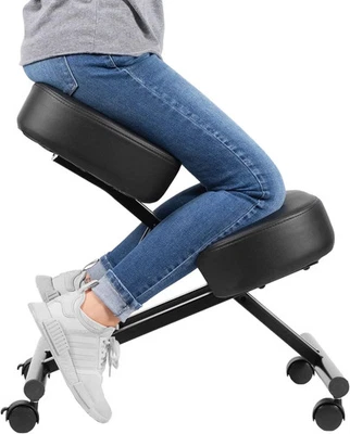 Ergonomic Kneeling Chair Adjustable Posture Chair Stool with Angled Seat Black - Image 1 of 4