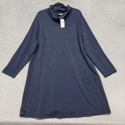 Vestido Pure J Jill para mujer 3X azul manga larga capucha cuello minimalista comodidad Foto 1 de 4