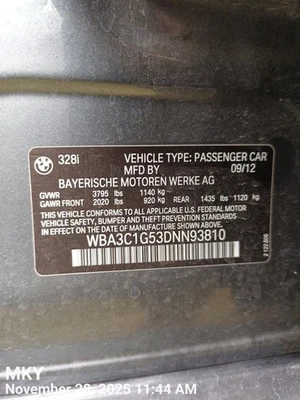 GRY DECKLID TAILGATE 2012-2017 BMW 328I Foto 1 de 4