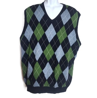 Мужской свитер-жилет Brooks Brothers XL Extra Fine Italian 100% шерсть мериноса Argyle - Изображение 1 из 4