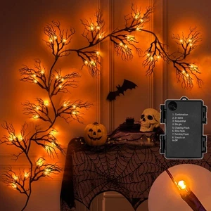 [ 8 Modes & Timer ] 6 Ft 45 LED Halloween Willow Vine Twig Garland Decoration... - Picture 1 of 6