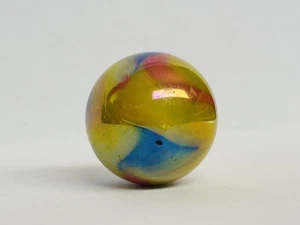 Vintage Large Yellow Marble With Red And Blue Swirls - Picture 1 of 7