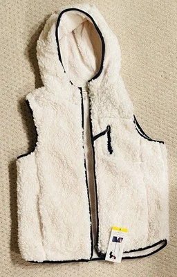 Chaleco Sherpa Ultra Suave Impermeable Damas Vintage Blanco Con Capucha Cómodo Nuevo con Etiquetas Talla M Foto 1 de 4