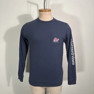 T-shirt calcio Vineyard Vines blu navy tasca giovane manica lunga taglia L 16 - Foto 1 di 10